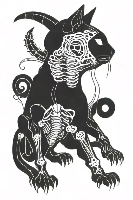The Skeleton Of A Cat Playing