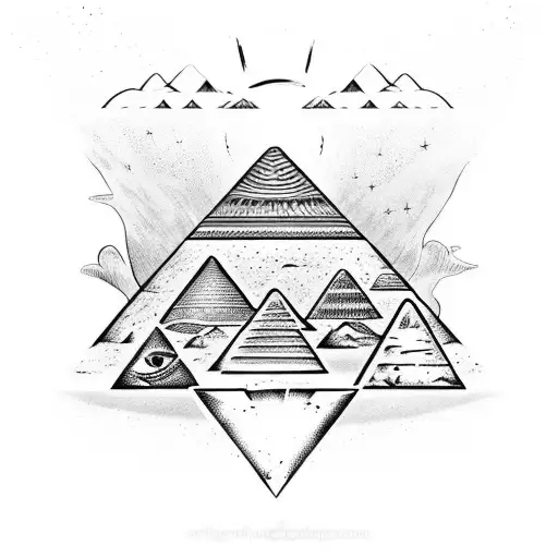 Egyptian Gods Whith Pyramid And Moon For Halfsleeve