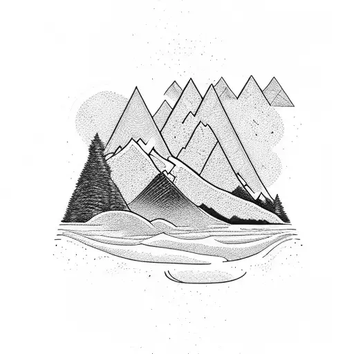 A Majestic Mountain Range With A Hidden Beach Nestled In Between