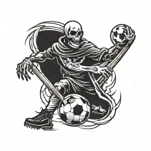 A Football In Front Of The Grim Reaper's Scythe
