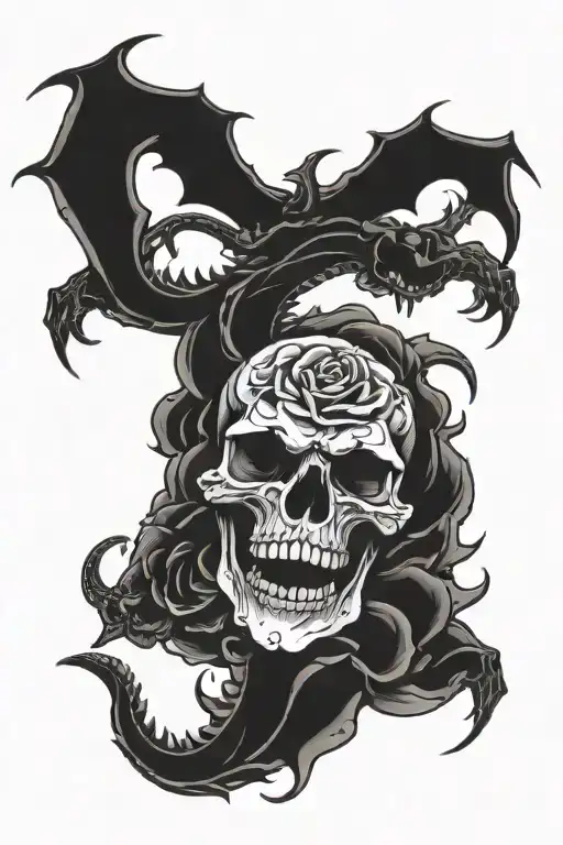 Skull Dragon Rose