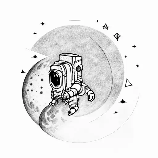 An Astronaut Exploring A Chicago Cityscape On The Moon