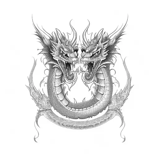 Two-headed Blue Fire Dragon