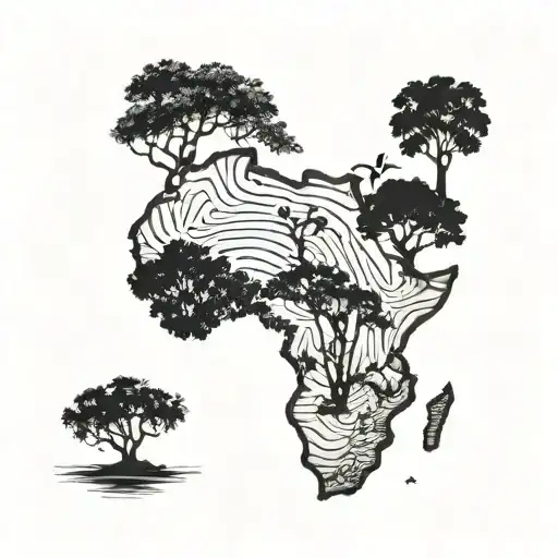Map Of Africa Continent With Tree Sprouting Out The Top