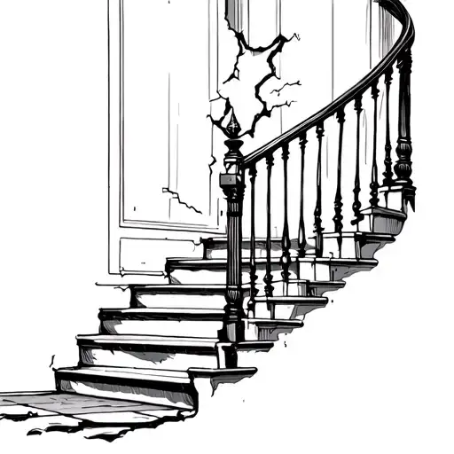 A Staircase With A Broken Step