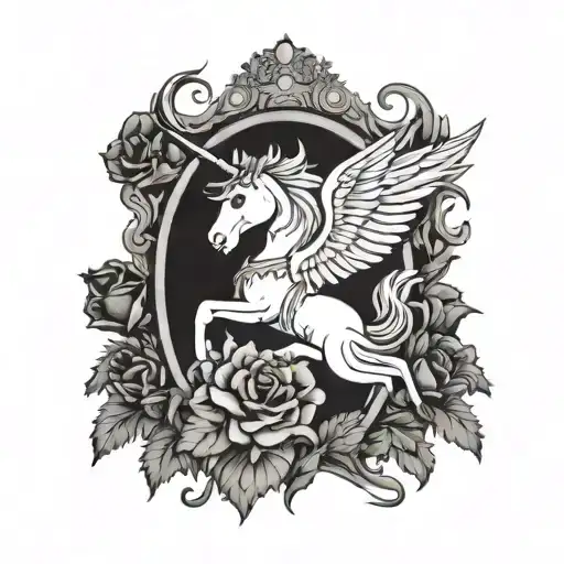 Scottish Clan Duncan Crest Heraldry Crown Wings With Unicorn And Roses And Thistles