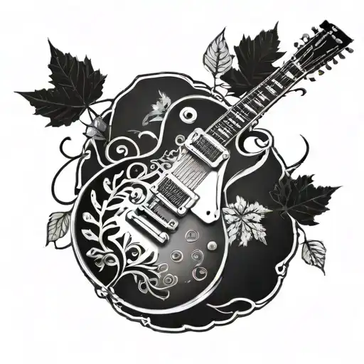 Two Autumn Leaves Falling On A Les Paul Guitar