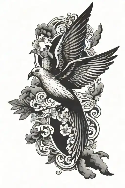 Dove With Clouds And Scripture Designs Embedded Within