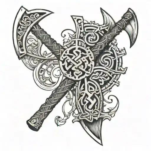 Norse Mythology Symbols With War Axes