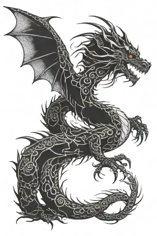 Combine A Dragon With Elements Of Coding Languages Or Computer Code