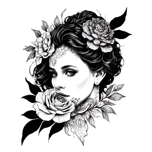 Black Work Tattoo Under Boob