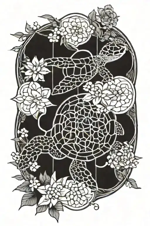 Flower Of Life And Sea Turtle Seen