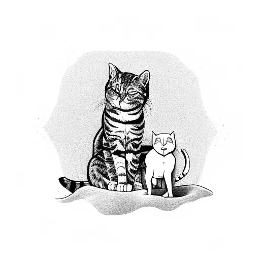 A Majestic Cat And Dog Playing Together On A Sandy Beach