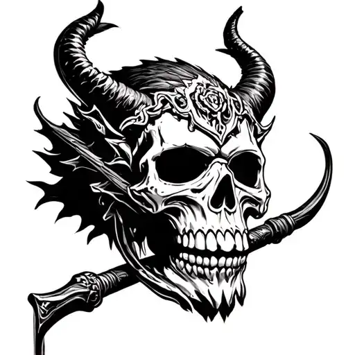 Skull And Rod Demon In A Mask
