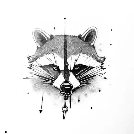 Racoon Wearing Gangsta Style Clothes And A Chain Snorting Cocaine
