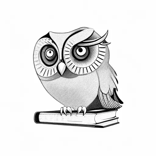 Owl With Cigar Perched On Top Of Books