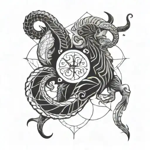 Intertwined Capricorn Aries And Aquarius Zodiac Symbol
