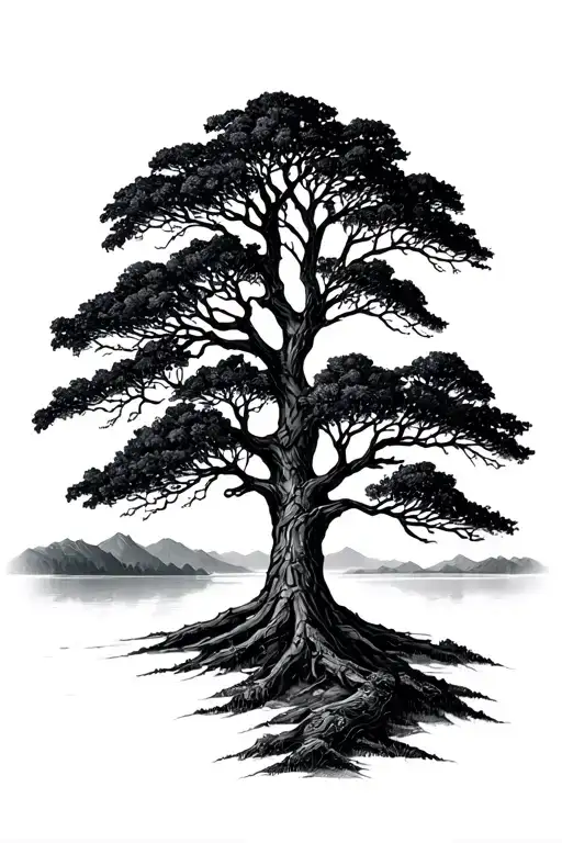 Nordic World Tree With A Gentle Landscape In The Background