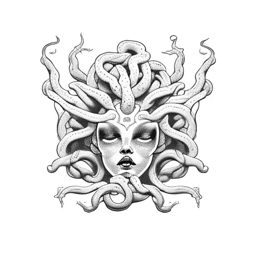 A Blackwork Tattoo Of Medusa