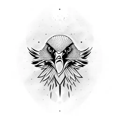 Eagle Flying Black And Grey Dotwork