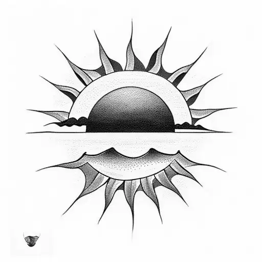 A Tranquil Beach Scene With The Sun Rising Over The Water