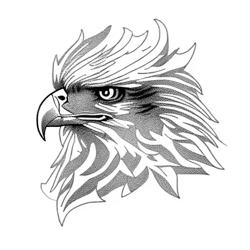 A Blackwork Tattoo Of A Majestic Eagle Perched On A Tree Branch