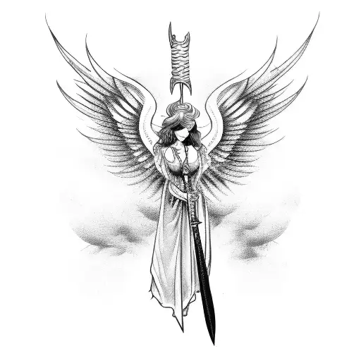 Flying Angel With Sword