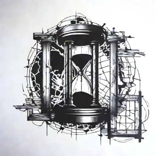 Broken Hour Glass Behind Bars