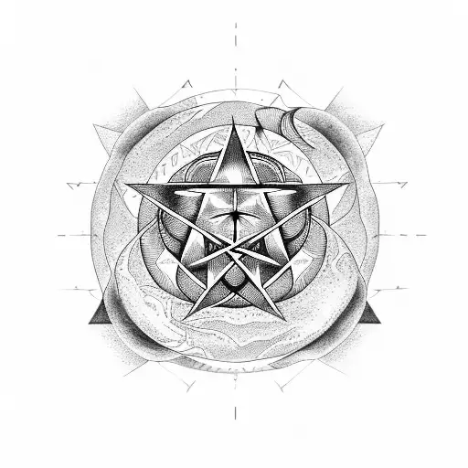 Pentagram With Moon Phases