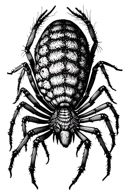 Spider With Legs Extending All Over The Back