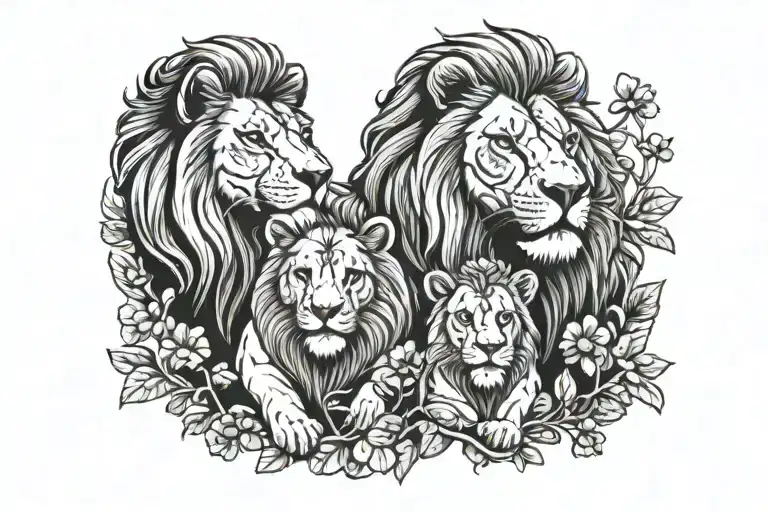 Lion Family 4 Leaf Clover