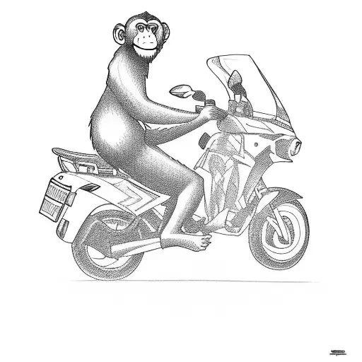 A Monkey Riding A 125Cc Motorbike On A Wave