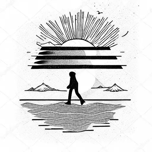 Lonely Traveller Walking Sunset Hero