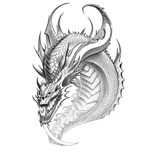 Girl Slicing Down Dragon With Sword