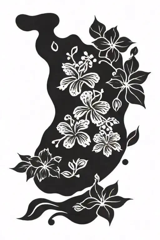 Baby Foot Print With Hawaiian Flowers