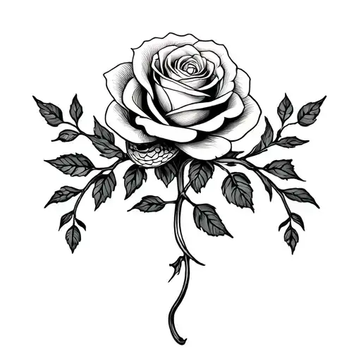 Roses With Snake Intertwined Horizontal Vine