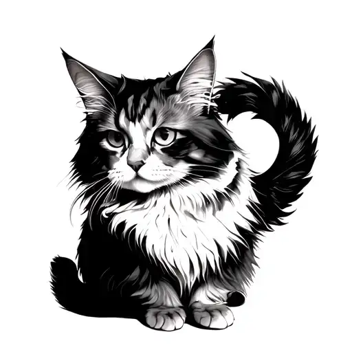 Cat Goth Main Coon Cat Tricolore Full Body Strech