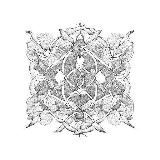 A Beautiful Blackwork Design Featuring Intertwining Ivy Vines And Delicate Blueberry Clusters