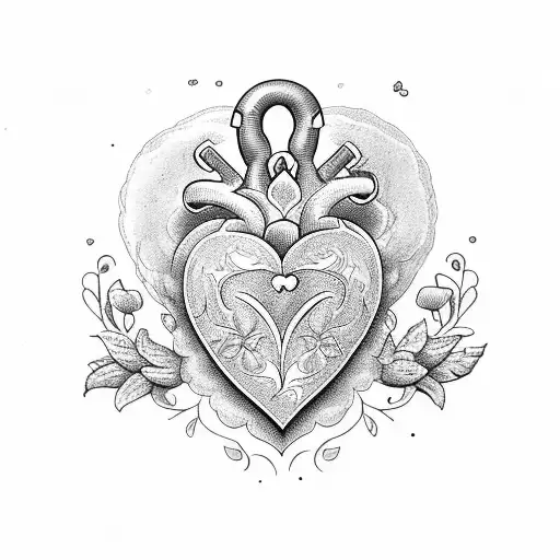 Heart With Cherub And Flowers
