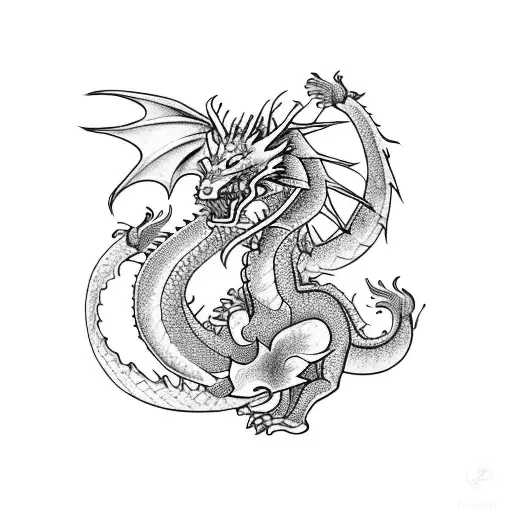 A Dragon Surrounded By A Vibrant Garden Of Flowers