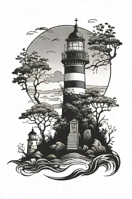 Overgrown Lighthouse Standing Tall