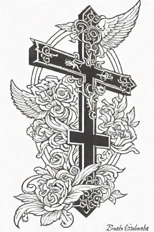 Catholic Cross With Angels Flying