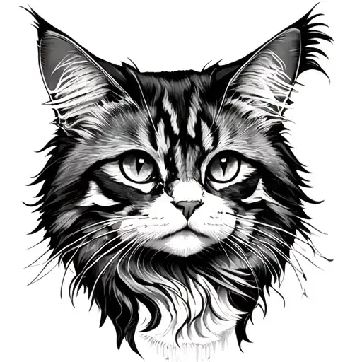 Cat Goth Main Coon Cat With Intricate