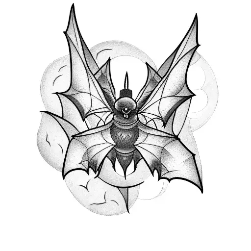 Swarm Of Bats Next To Moon