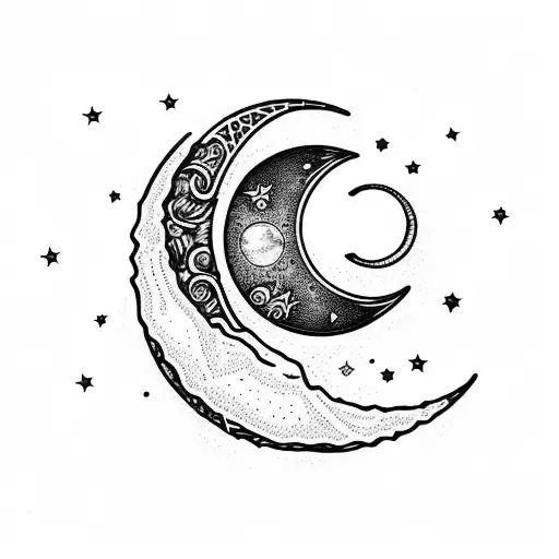 Crescent Moon Filled In By Fingerprint