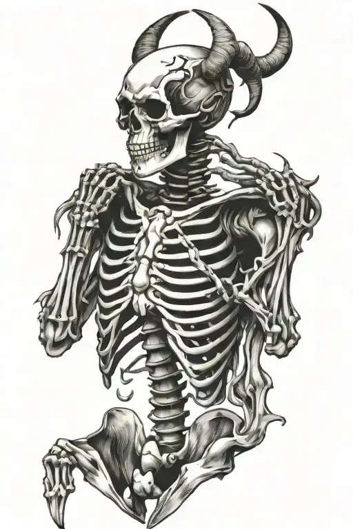 Skeleton With Horns And Krills All Over Its Back