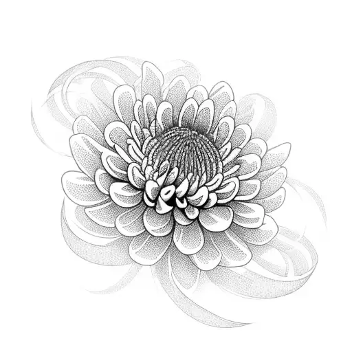 A Graceful Chrysanthemum With Delicate Petals Intertwined With The Word 'Mom' In Elegant Calligraphy