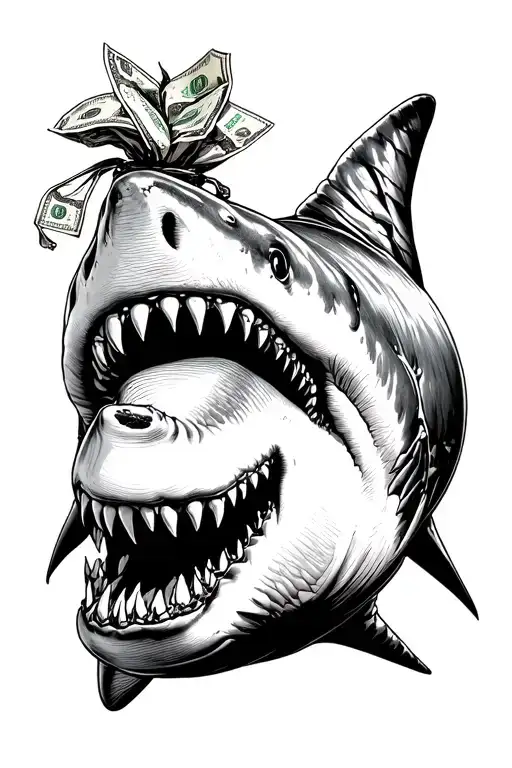 Hyperealistic Shark Biting Money Bag