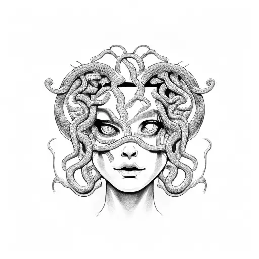 Medusa's Face With Intricate Snake Patterns