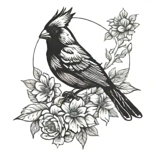 A Punk Rock Inspired Tattoo Featuring A Cardinal Bird As A Symbol Of Strength And Resilience